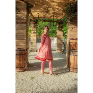 MONK & MEI Rukhsar Chikankari Anarkali Kurta Peach Melon