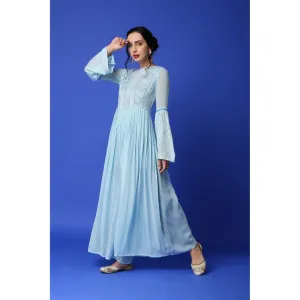 MONK & MEI Salma Chikankari Jumpsuit - Ice Blue