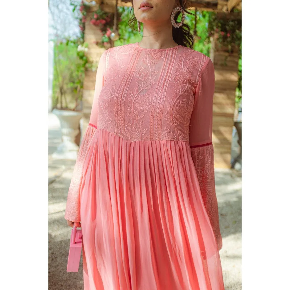 MONK & MEI Salma Chikankari Jumpsuit Peach Melon