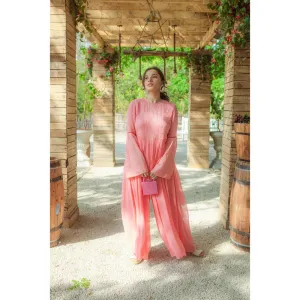 MONK & MEI Salma Chikankari Jumpsuit Peach Melon
