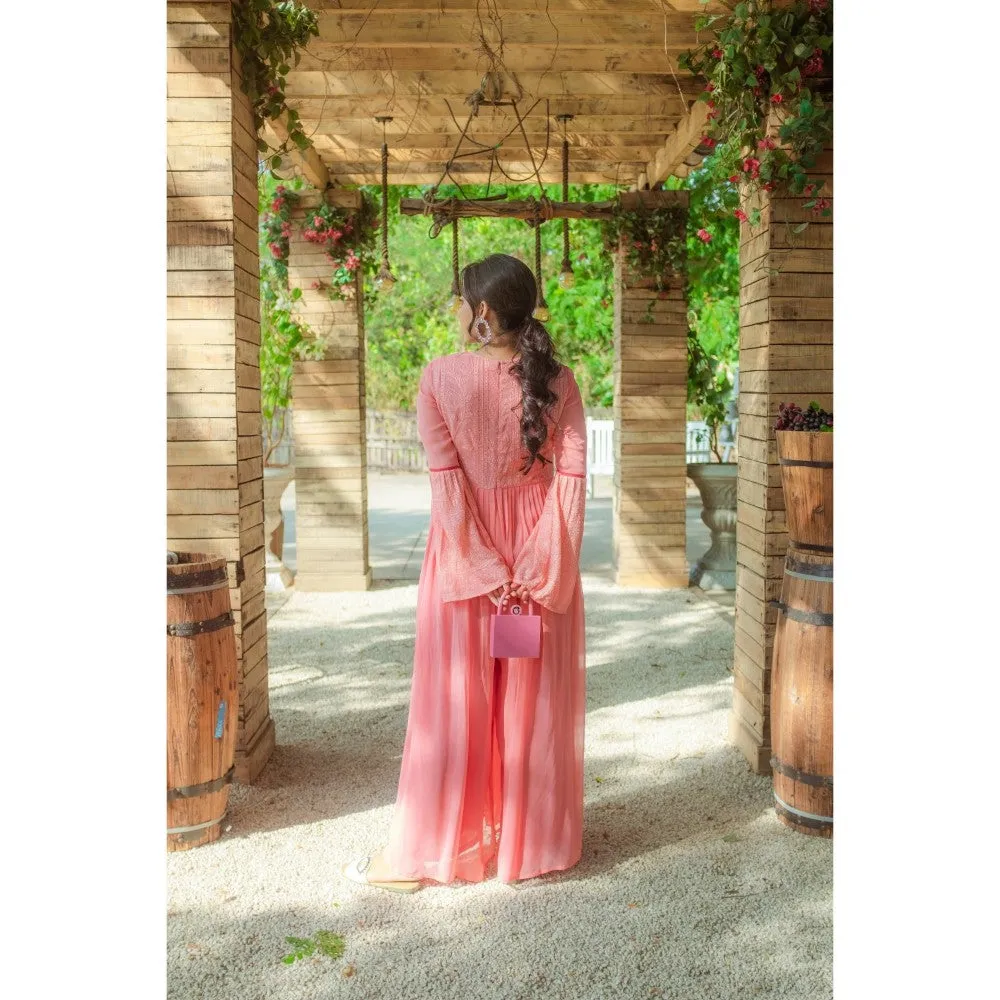 MONK & MEI Salma Chikankari Jumpsuit Peach Melon