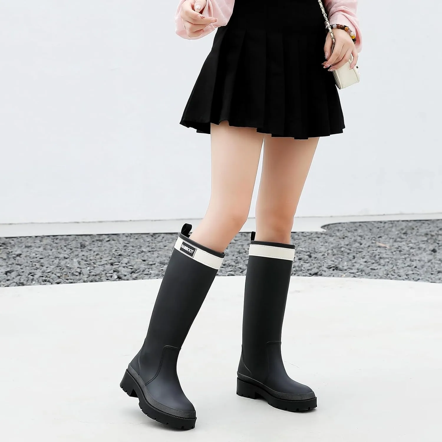 Rain Boots for Women, Waterproof Rubber Garden Boots Durable Slip Resistant Muck Boots,Tall Water Fishing Shoes Comfort Knee High Work for Outdoor