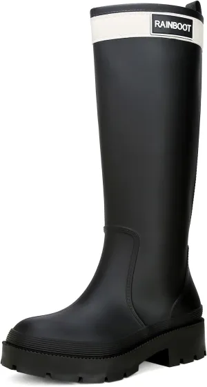 Rain Boots for Women, Waterproof Rubber Garden Boots Durable Slip Resistant Muck Boots,Tall Water Fishing Shoes Comfort Knee High Work for Outdoor