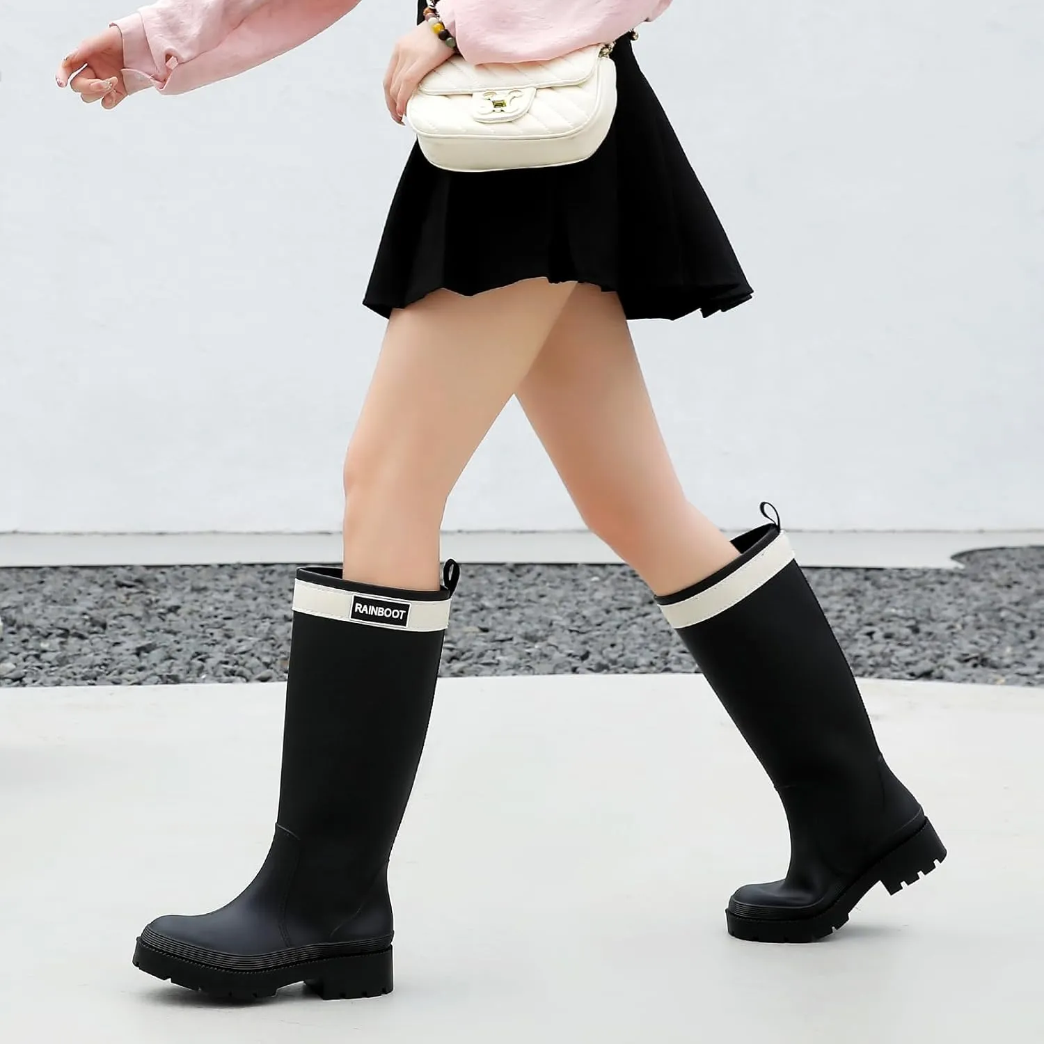 Rain Boots for Women, Waterproof Rubber Garden Boots Durable Slip Resistant Muck Boots,Tall Water Fishing Shoes Comfort Knee High Work for Outdoor