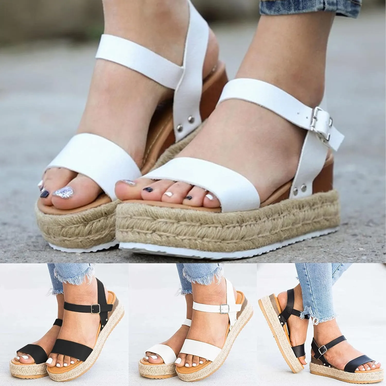 Sandalias para Mujer Elegantes, Sandals Women Premium Orthopedic Open Toe Sandals Retro Anti-Slip Breathable Sandals