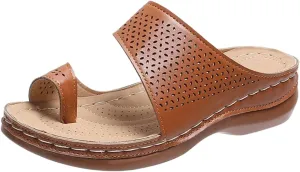 Sandals for Women Ring Toe Wedge Shoes Comfortable Orthopedic Sandals Hollow Flip Flops Womens Dressy Summer Flip Flops Bunion Corrector Slippers Casual Walking Wedges 2025