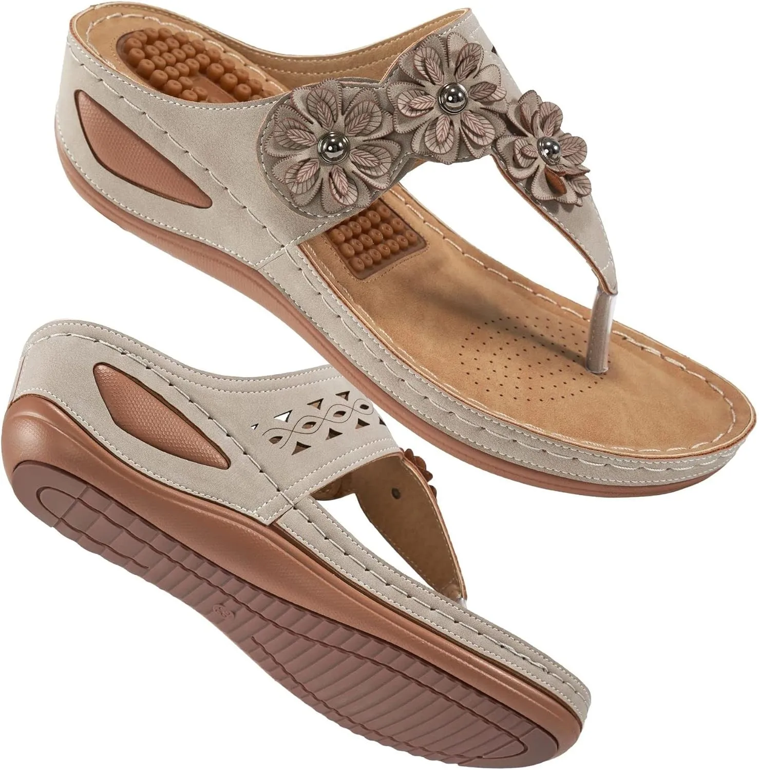 Sandals for Women Wedge Shoes 2025:Summer Dressy Flip Flops Fashion Flower Casual Dressy Sandal Orthopedic Platform Footwear Casual Walking Sandals 2025