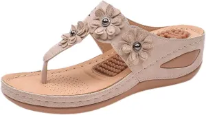 Sandals for Women Wedge Shoes 2025:Summer Dressy Flip Flops Fashion Flower Casual Dressy Sandal Orthopedic Platform Footwear Casual Walking Sandals 2025