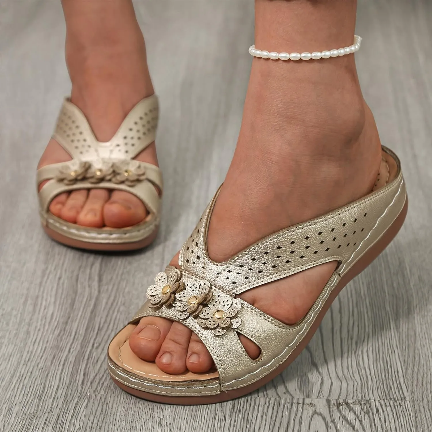 Sandals for Women Wedge Shoes Slip on Dressy Slippers Summer Comfortable Slides Sandals Arch Support Shoes2