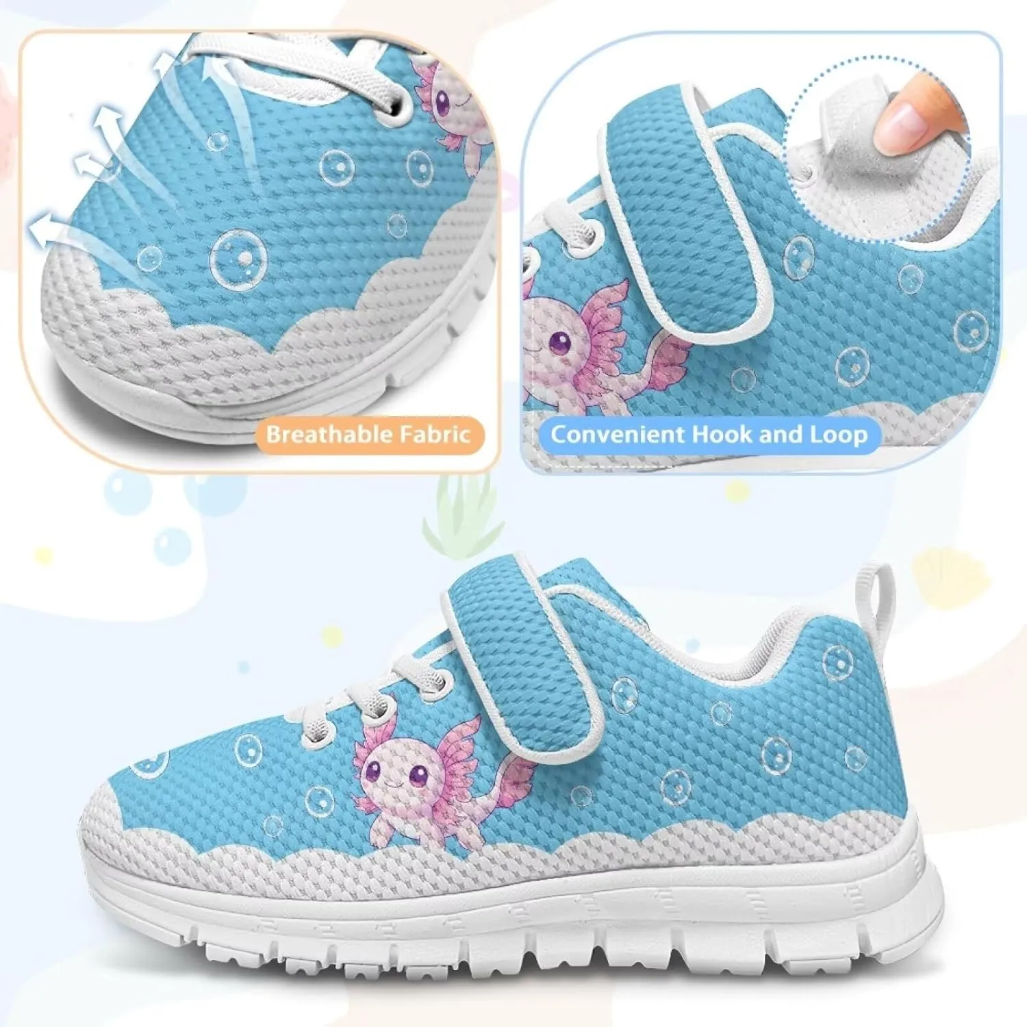 Shoes for Little Girls Road Running Shoes Outdoor Walking Shoes Hook and Loop Fasteners Tennis Shoes