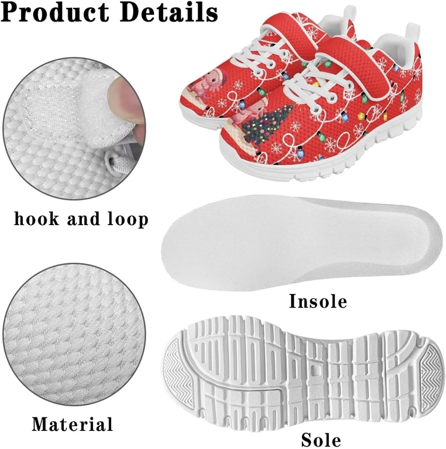 Shoes for Little Girls Road Running Shoes Outdoor Walking Shoes Hook and Loop Fasteners Tennis Shoes