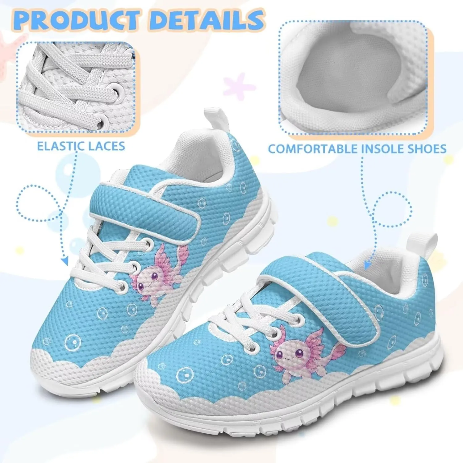 Shoes for Little Girls Road Running Shoes Outdoor Walking Shoes Hook and Loop Fasteners Tennis Shoes