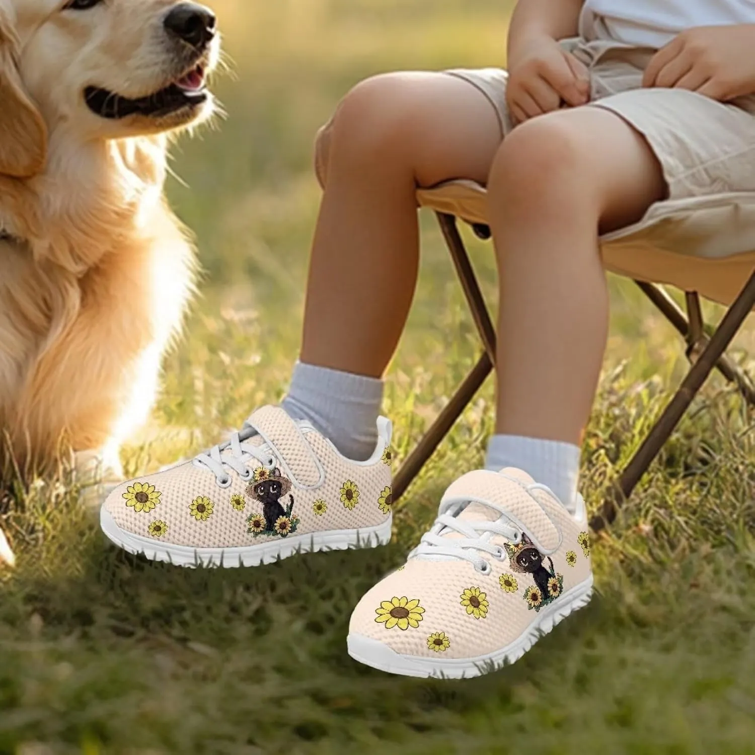 Shoes for Little Girls Road Running Shoes Outdoor Walking Shoes Hook and Loop Fasteners Tennis Shoes