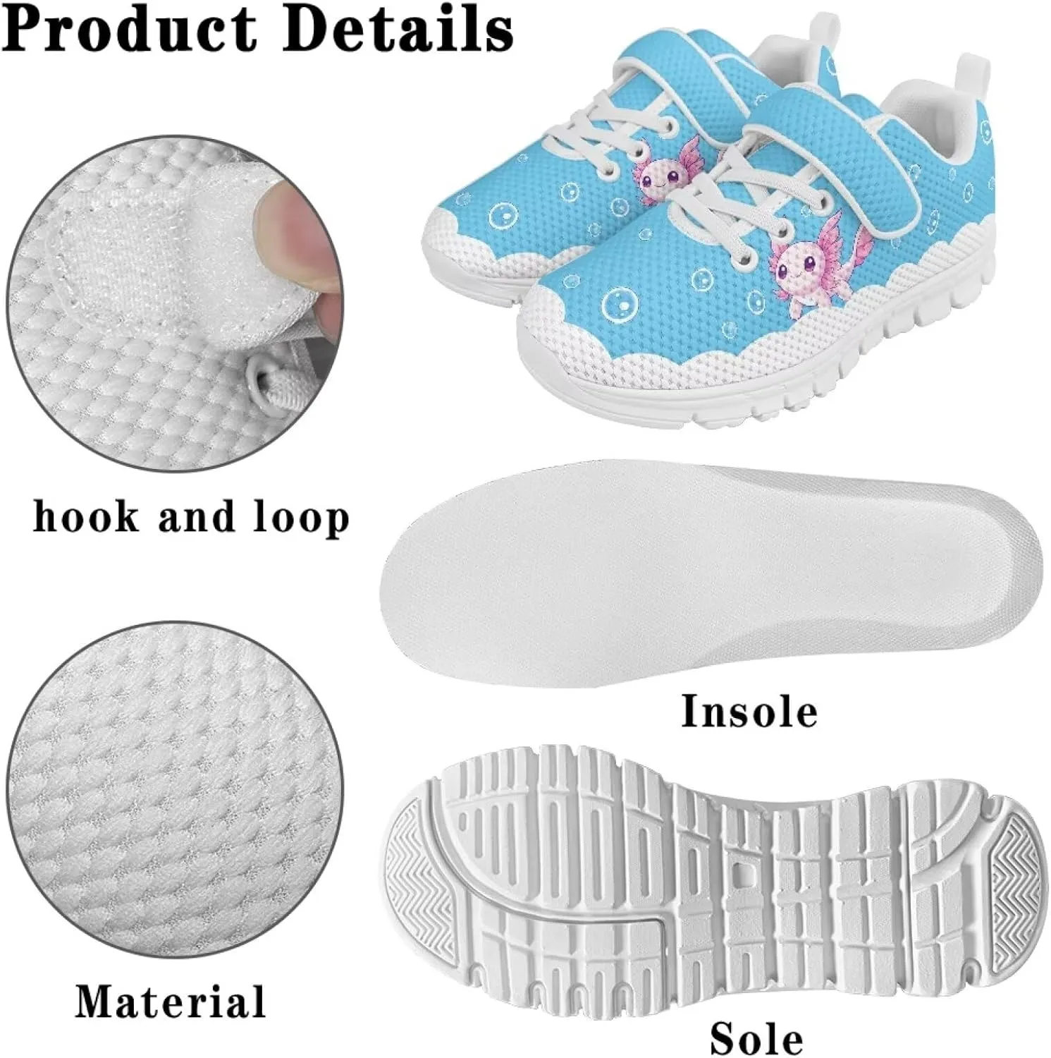 Shoes for Little Girls Road Running Shoes Outdoor Walking Shoes Hook and Loop Fasteners Tennis Shoes