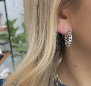 Silver Lilly Braided Hoops
