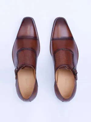 Single Buckle Monk Shoes With Zm Embossed Detail