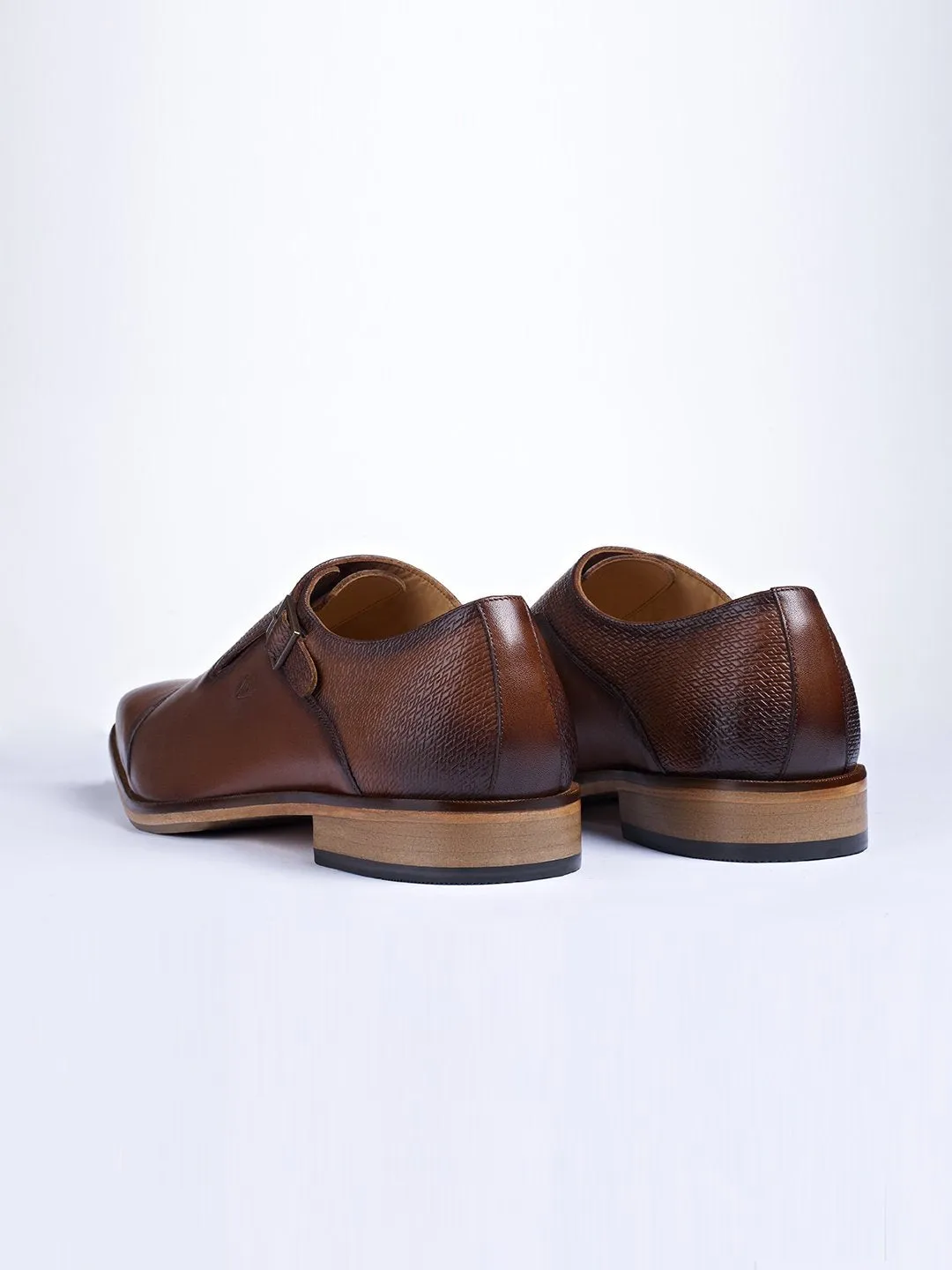 Single Buckle Monk Shoes With Zm Embossed Detail