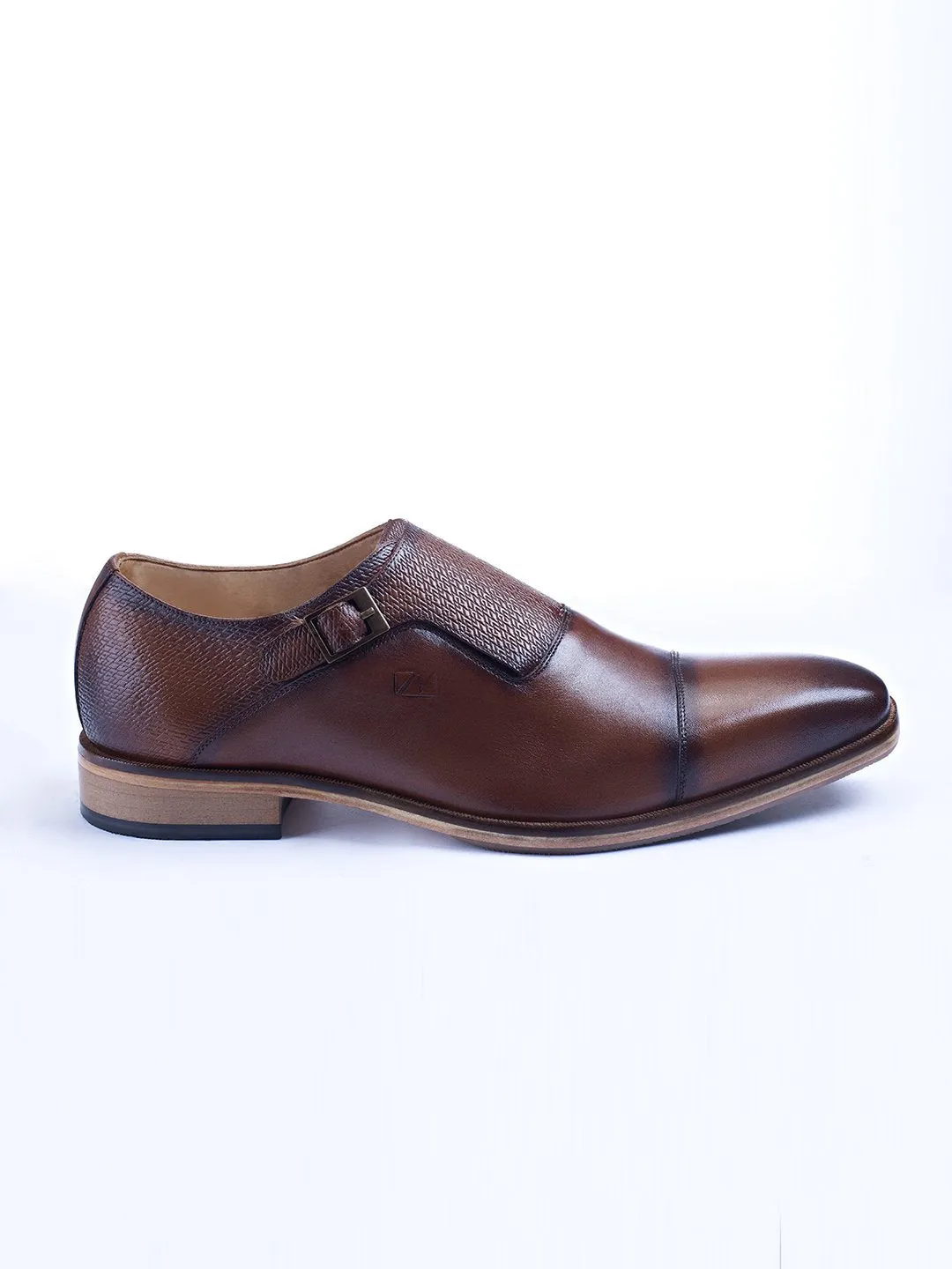 Single Buckle Monk Shoes With Zm Embossed Detail