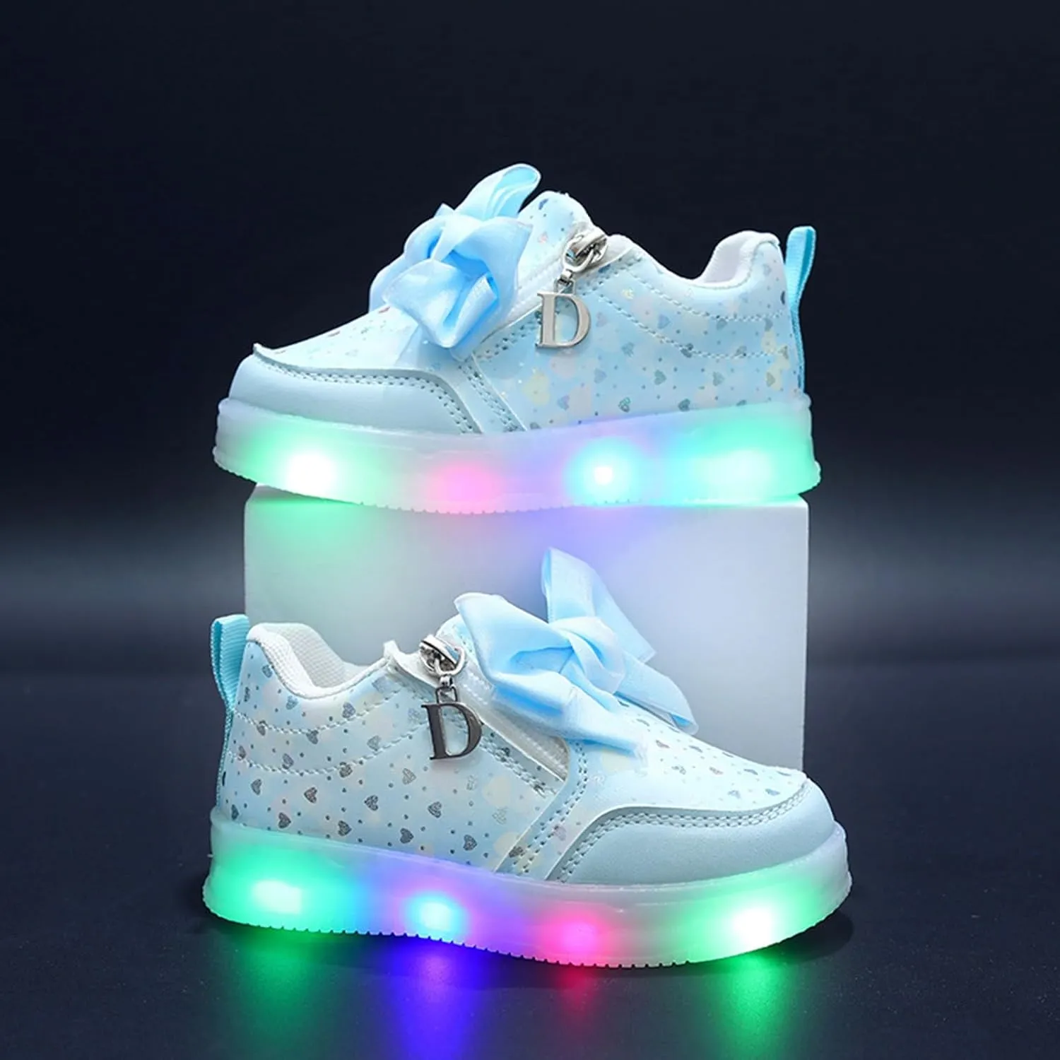 Sneakers for Girls Fashion Luminous Light Up Shoes for Girls Soft Bottom Flashing Casual Shoes with Non Slip Zippers