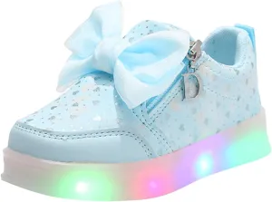 Sneakers for Girls Fashion Luminous Light Up Shoes for Girls Soft Bottom Flashing Casual Shoes with Non Slip Zippers