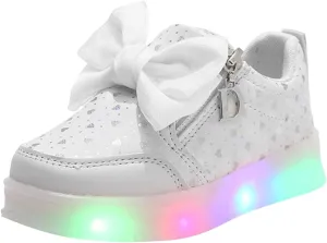 Sneakers for Girls Fashion Luminous Light Up Shoes for Girls Soft Bottom Flashing Casual Shoes with Non Slip Zippers