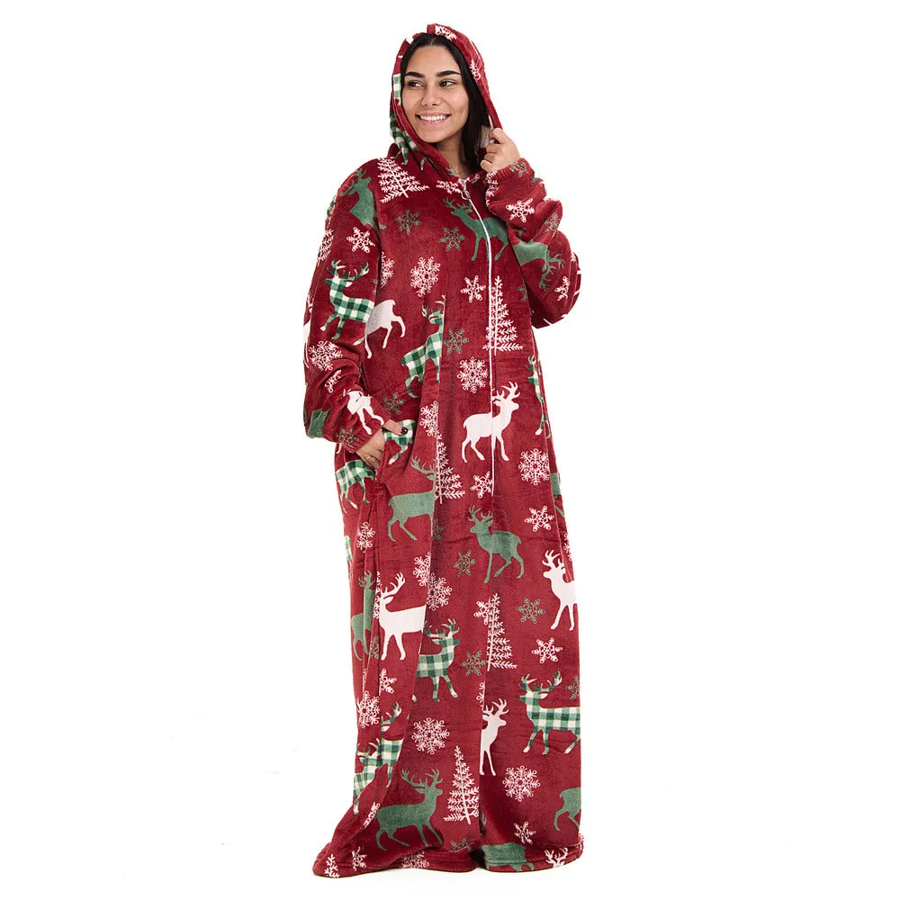 Snuggs Wearable Blanket Monk Red Christmas Deer