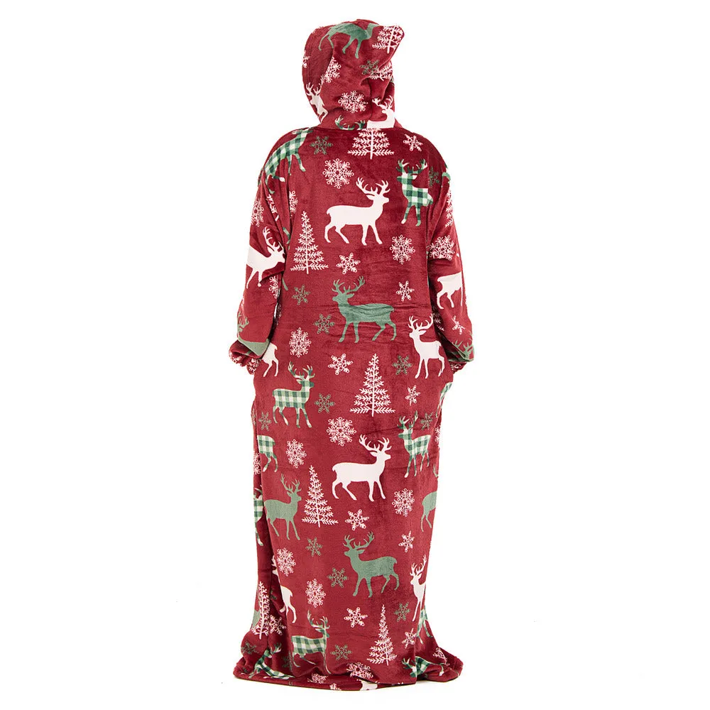 Snuggs Wearable Blanket Monk Red Christmas Deer