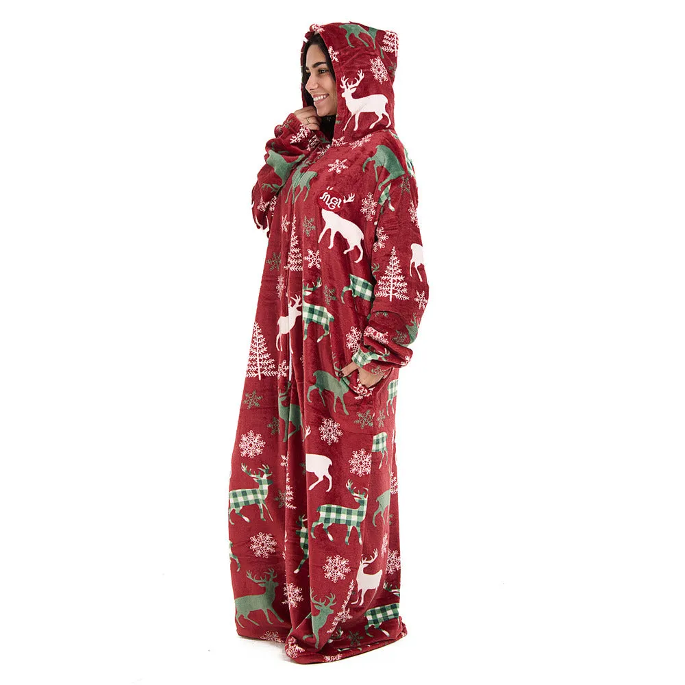 Snuggs Wearable Blanket Monk Red Christmas Deer