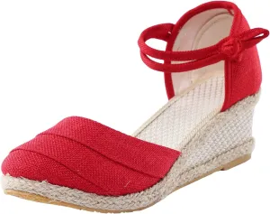SuanlaTDS Women's Sandals Wedge Closed Toe Platform Summer Ankle Strap Espadrilles Dress Shoes Comfortable Walking Bohemian Elegant Party Events Wedges High Heels Beach Sandals
