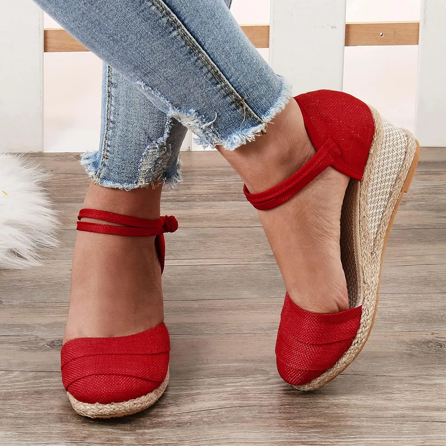 SuanlaTDS Women's Sandals Wedge Closed Toe Platform Summer Ankle Strap Espadrilles Dress Shoes Comfortable Walking Bohemian Elegant Party Events Wedges High Heels Beach Sandals