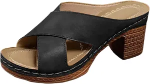Summer Versatile Chunky Heel Sandals for Women Strappy Open Toe Ankle Buckle Pump Comfortable Going Out Shoes