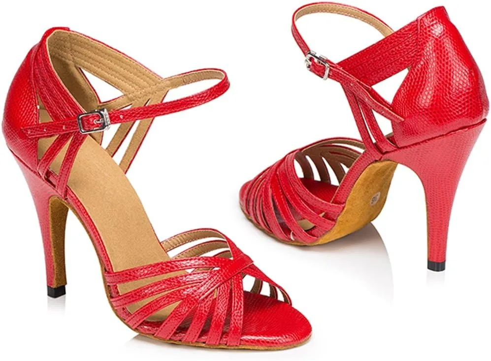 TDA Women's Fashion Single Strap Stiletto High Heel Latin Salsa Ballroom Dance Shoes