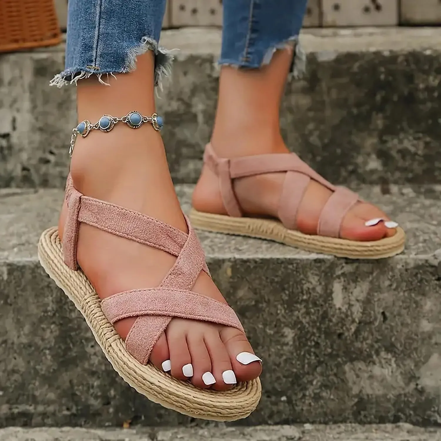 Temperament Flat Bottom Sandals for Women Summer Comfortable Summer Dress Shoes Fashion Party Sandals