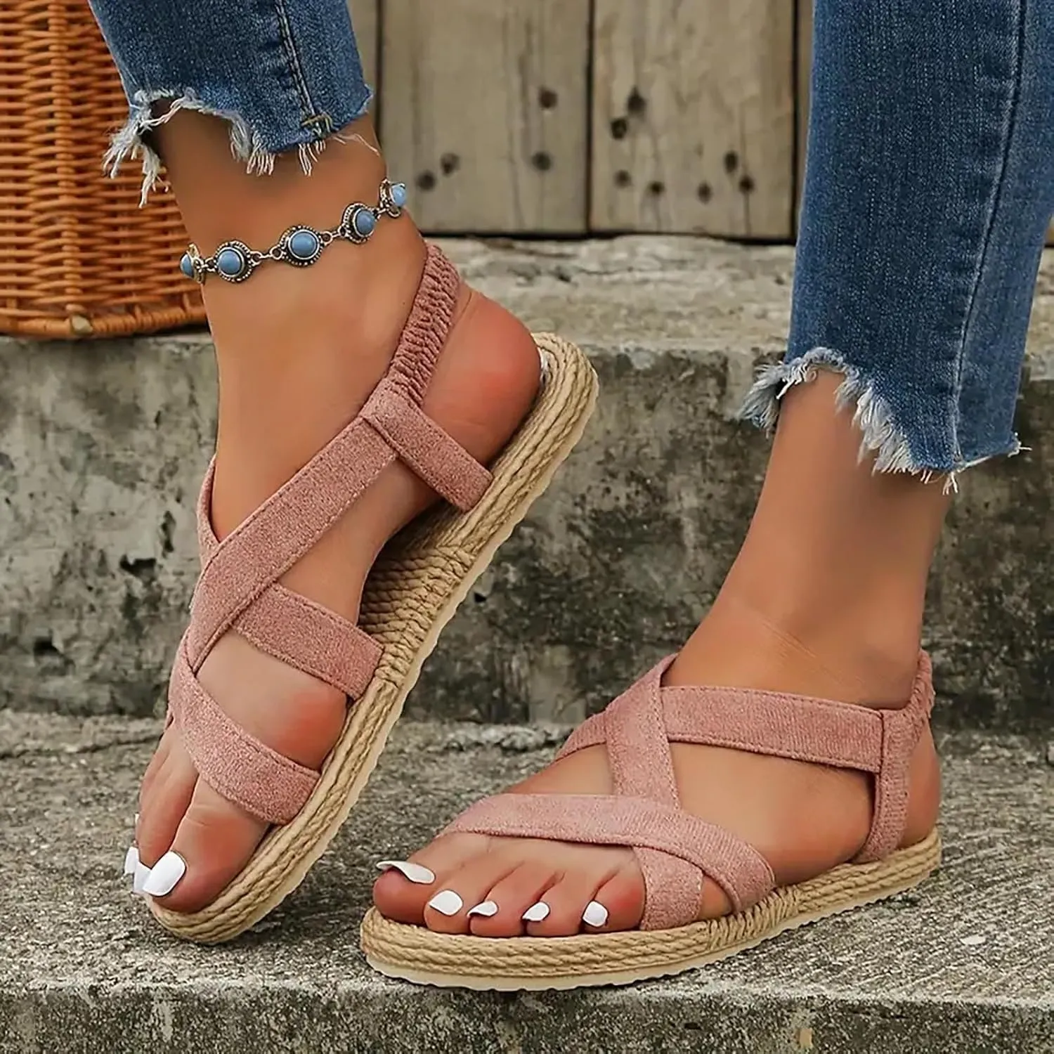 Temperament Flat Bottom Sandals for Women Summer Comfortable Summer Dress Shoes Fashion Party Sandals