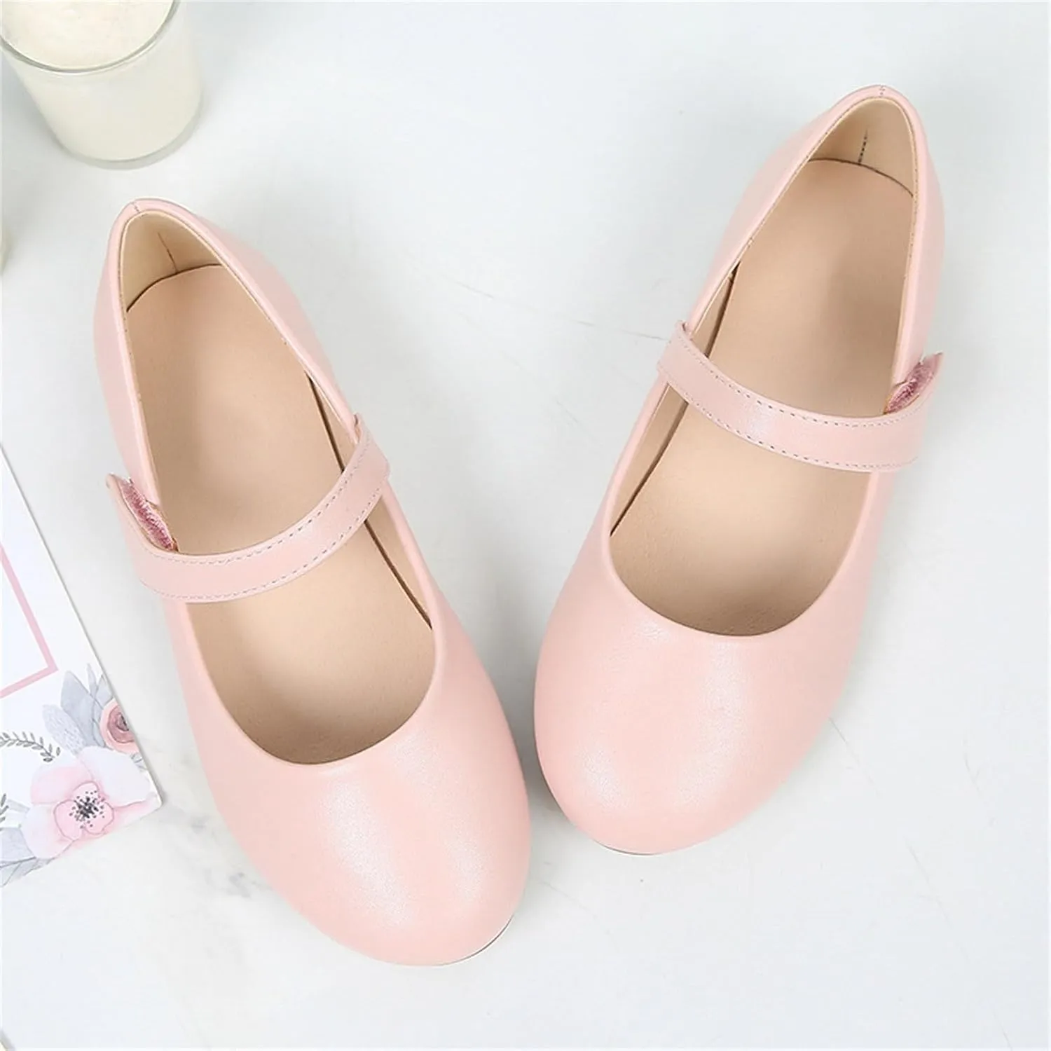 Toddler Girls Mary Jane Ballerina Flat Dress Shoes, Kids Easy Buckle School Uniform Church Strap Formal Sandals