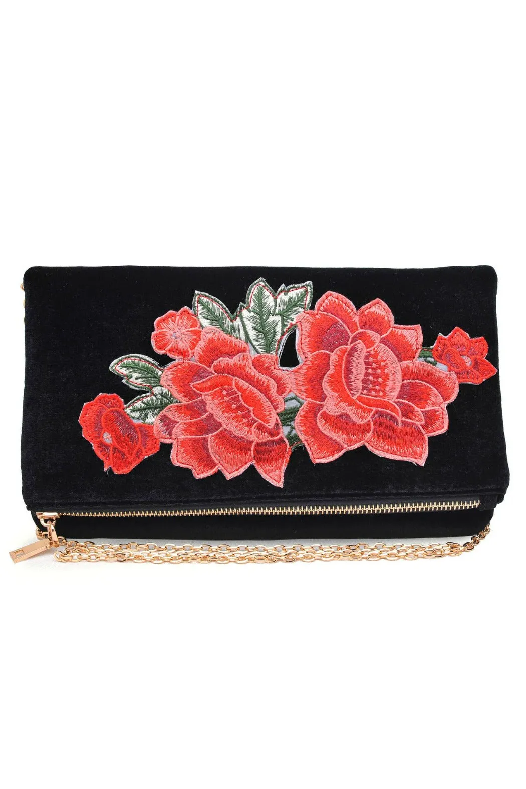 Velvet Embroidered Clutch
