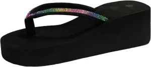Walking Thong Comfortable Summer Beach Women's Beach Sandals Fashionable Open Toe Slippers With Thick Soles And Wedge