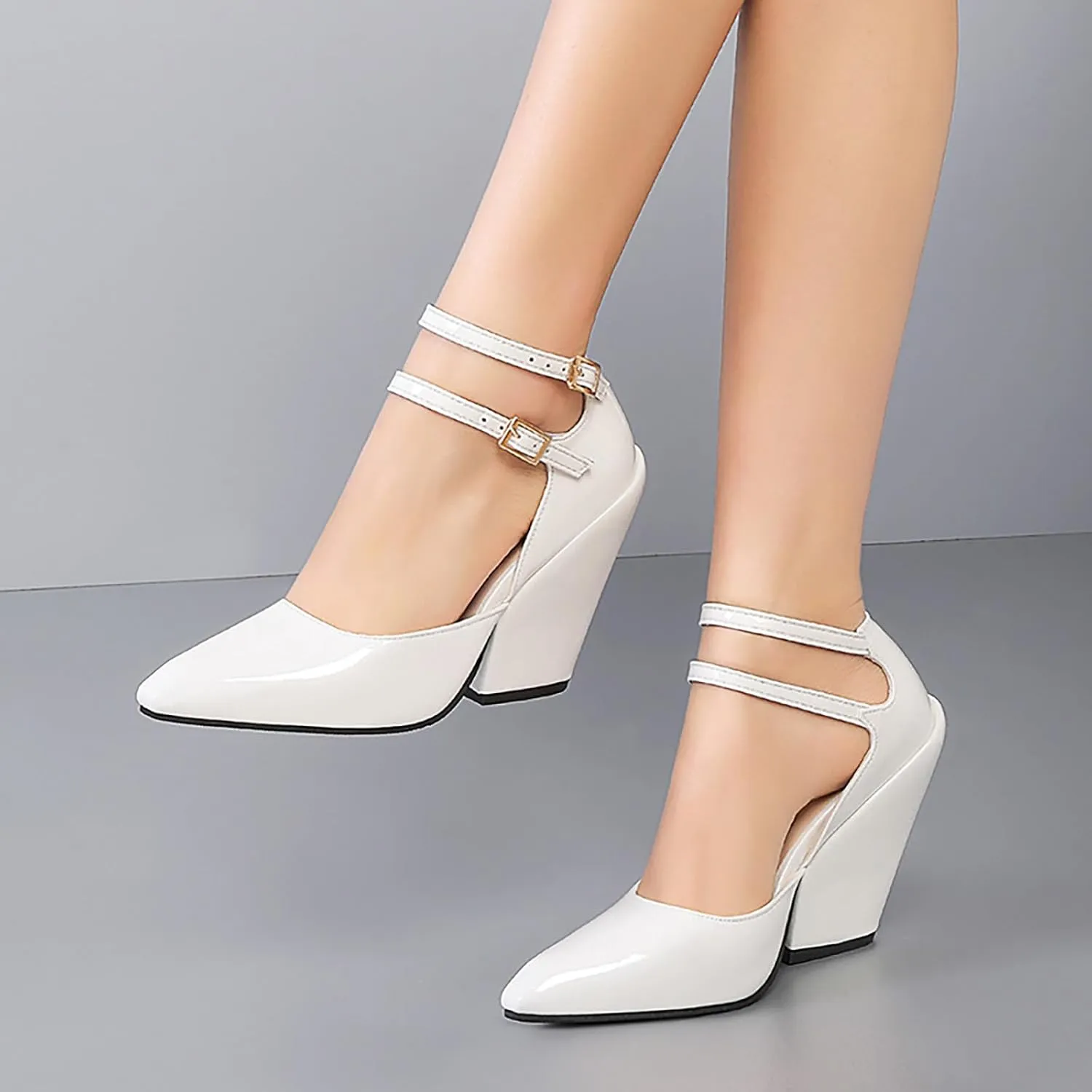 Women's Breathable Peep Toe Sandals Comfortable Walking Strappy Pumps for Women Block Chunky Bridesmaid Shoes