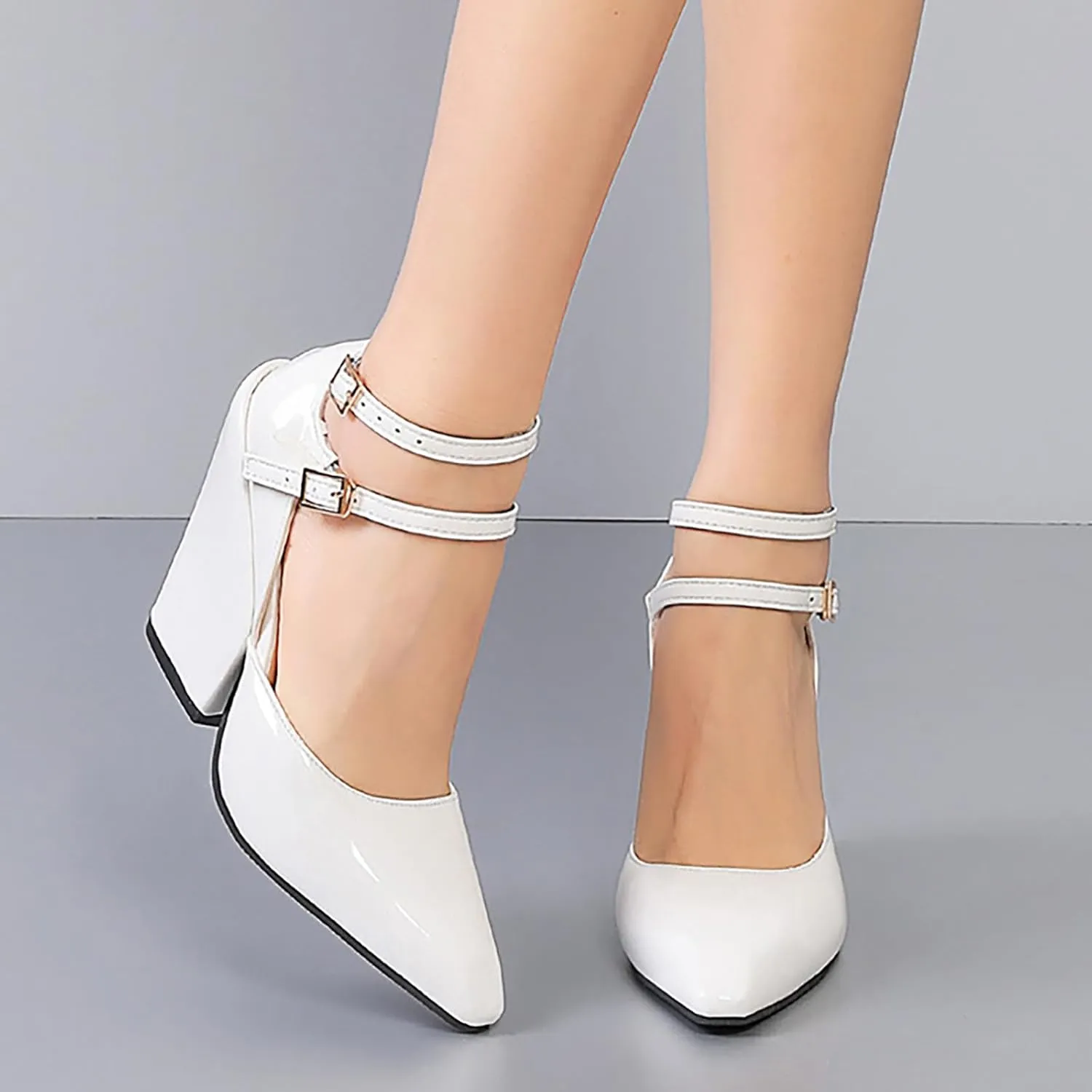 Women's Breathable Peep Toe Sandals Comfortable Walking Strappy Pumps for Women Block Chunky Bridesmaid Shoes