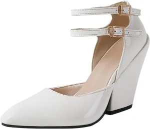 Women's Breathable Peep Toe Sandals Comfortable Walking Strappy Pumps for Women Block Chunky Bridesmaid Shoes