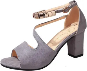Womens Chunky Block Heels Open Toe Ankle Strap High Heeled Sandals, Wedding Party Dress Pump Shoes Casual Comfortable Summer Low Heel Sandals