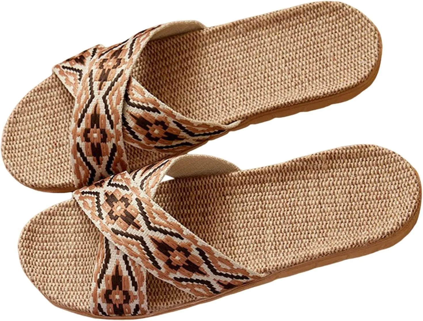 Womens Espadrilles Flat Sandals Open Toe Breathable Strappy Comfortable Slip on Home Slippers Wide Width Stretch Textile Summer Dress Sandals