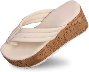 Womens Flip Flops Dressy Wedge Sandals Arch Support Silppers Comfortable Walking Shoes Summer Casual Flip Flops