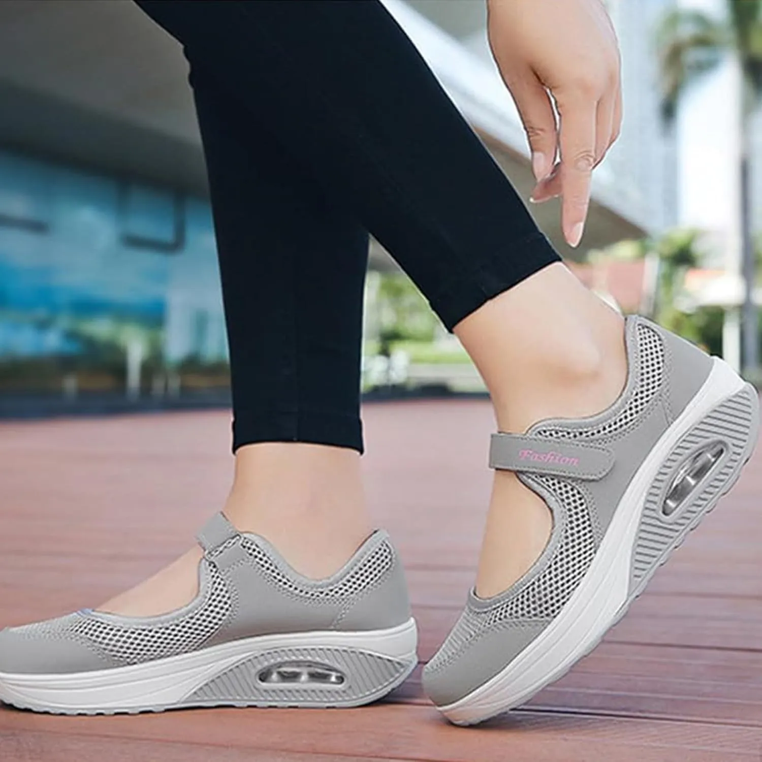 Womens Mesh Walking Shoes Non-Slip Adjustable Breathable Shoes Casual Nursing Orthotic Diabetes Sneaker Lightweight Mary Jane Shoes Plantar Fasciitis