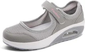 Womens Mesh Walking Shoes Non-Slip Adjustable Breathable Shoes Casual Nursing Orthotic Diabetes Sneaker Lightweight Mary Jane Shoes Plantar Fasciitis