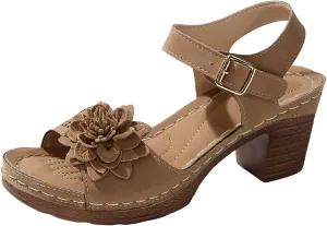 Womens Platform Heeled Sandal Fashion Chunky Heels Sandals Comfortable Dressy Arch Support Ankle Strap Wedge Sandals Open Toe Low Heel Breathable Shoes