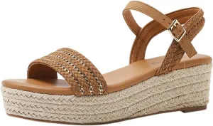 Women's Platform Sandals Open Toe Casual Non Slip Flatform Platform Wedge Sandals Comfortable Dressy Summer Shoes Slip On Beach Walking Shoes Indoor Outdoor