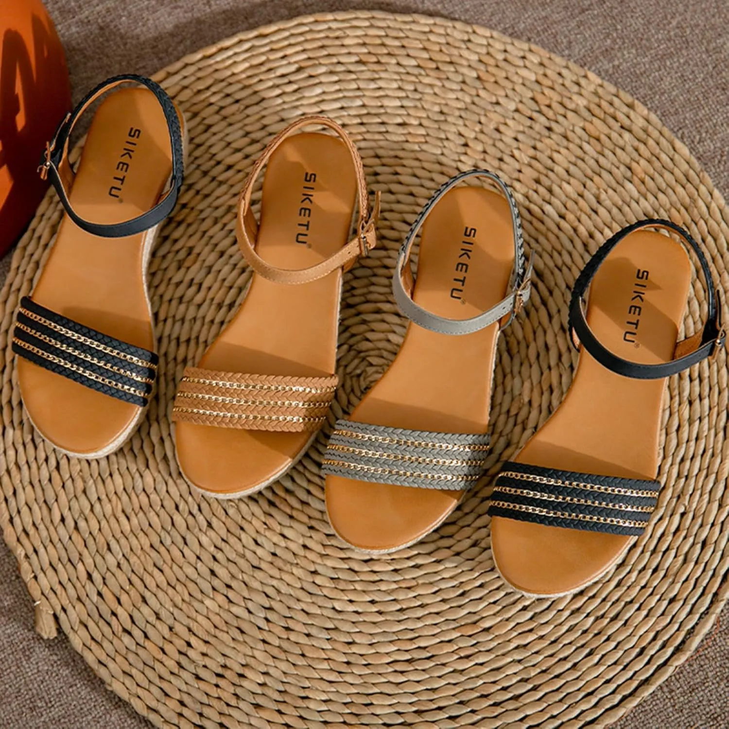 Women's Platform Sandals Open Toe Casual Non Slip Flatform Platform Wedge Sandals Comfortable Dressy Summer Shoes Slip On Beach Walking Shoes Indoor Outdoor
