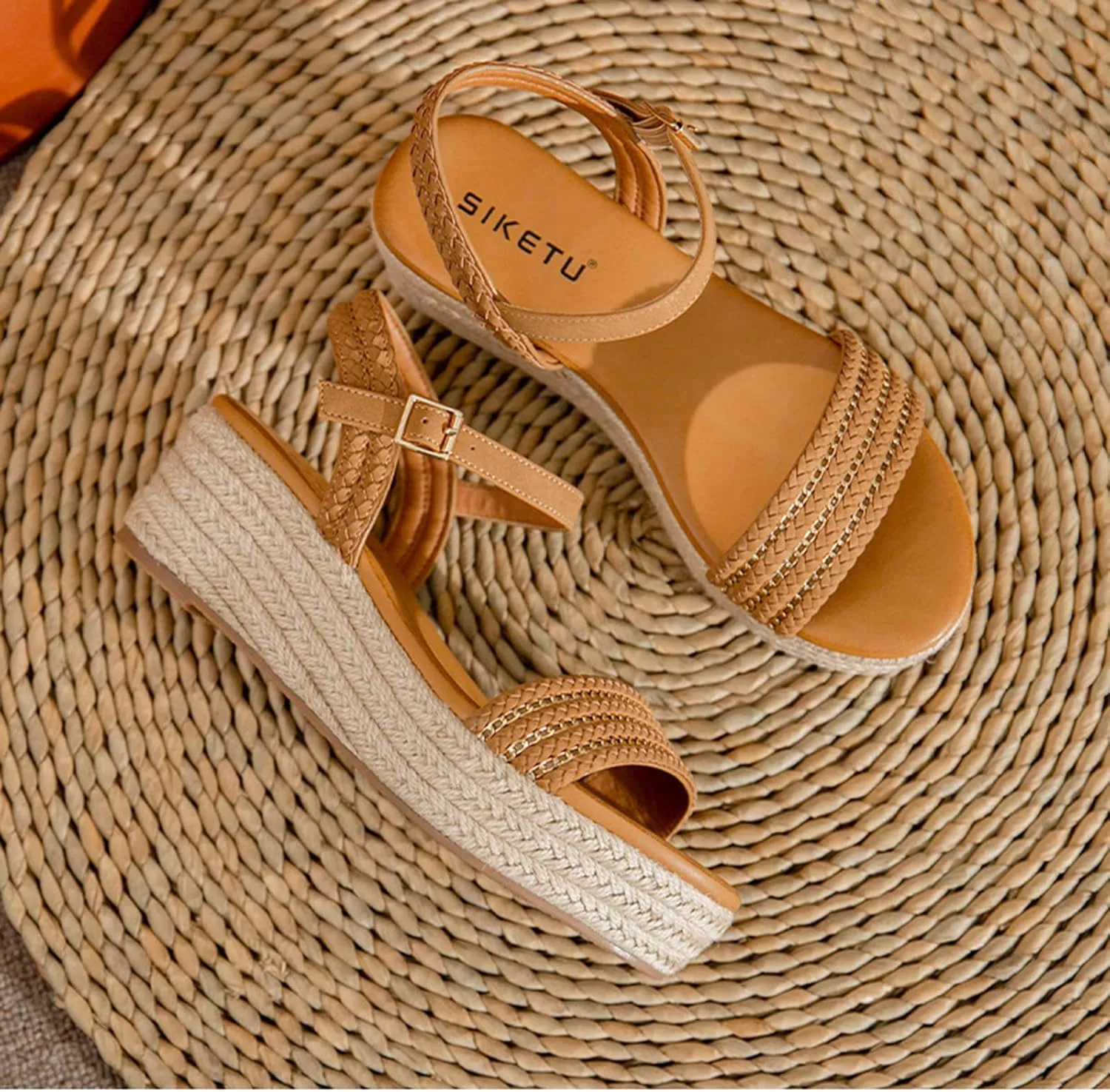 Women's Platform Sandals Open Toe Casual Non Slip Flatform Platform Wedge Sandals Comfortable Dressy Summer Shoes Slip On Beach Walking Shoes Indoor Outdoor