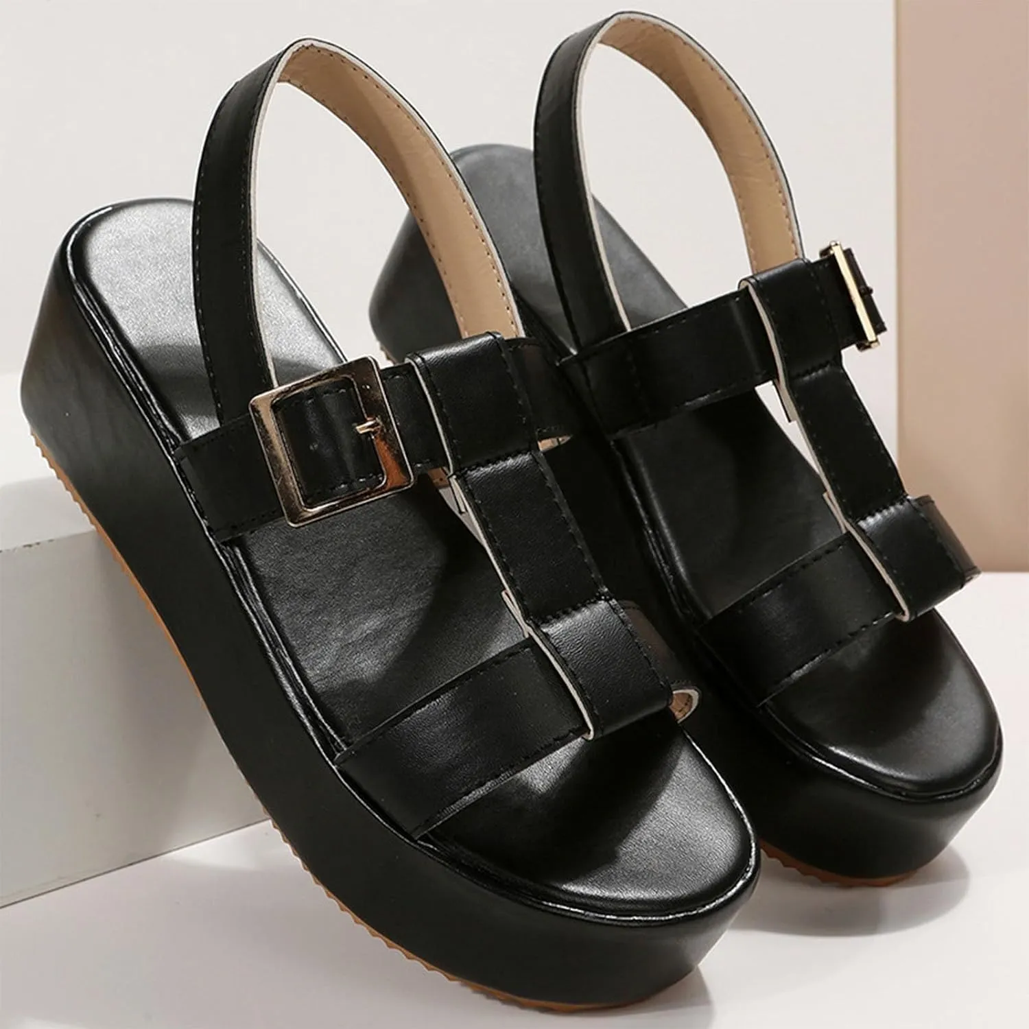 Womens Platform Sandals with Soft Cushioned Footbed Open Toe Sandal Slip on Sandals Ankle Strap Flatform Wedge Comfortable Lightweight Wedges for Summer Shoes 2025
